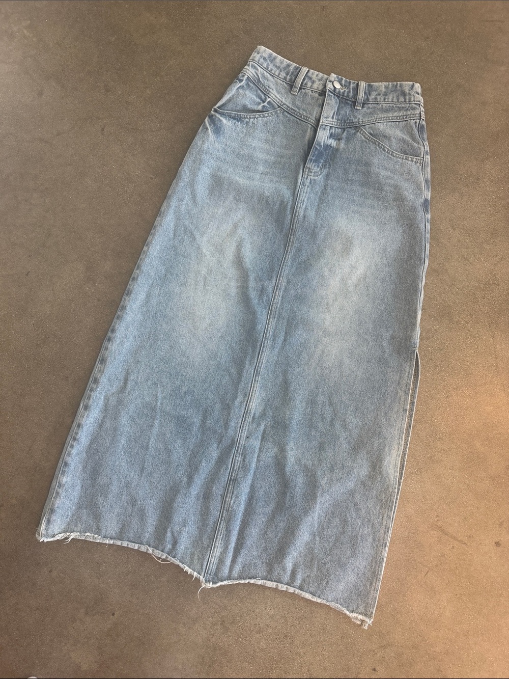 12th Tribe Light Blue Denim Maxi Skirt